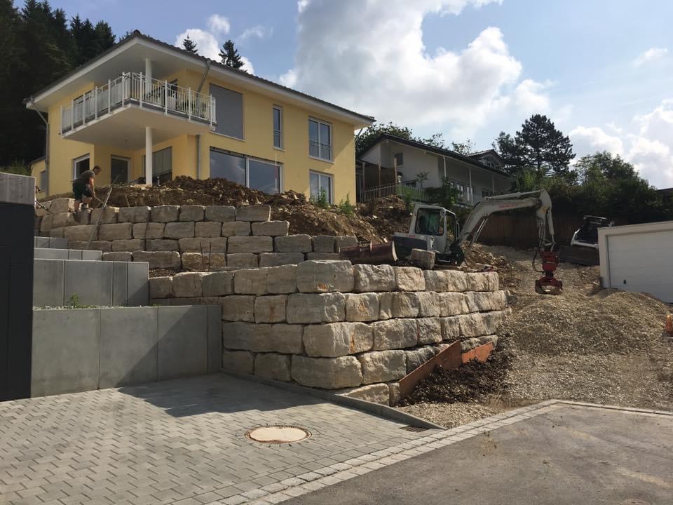 Trockenmauersteine gespalten Muschelkalk