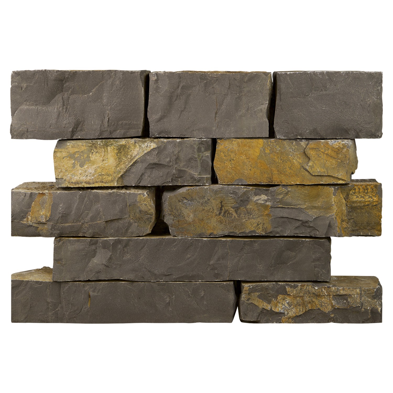 Trockenmauersteine gespalten Schwarz gelb “Peja”