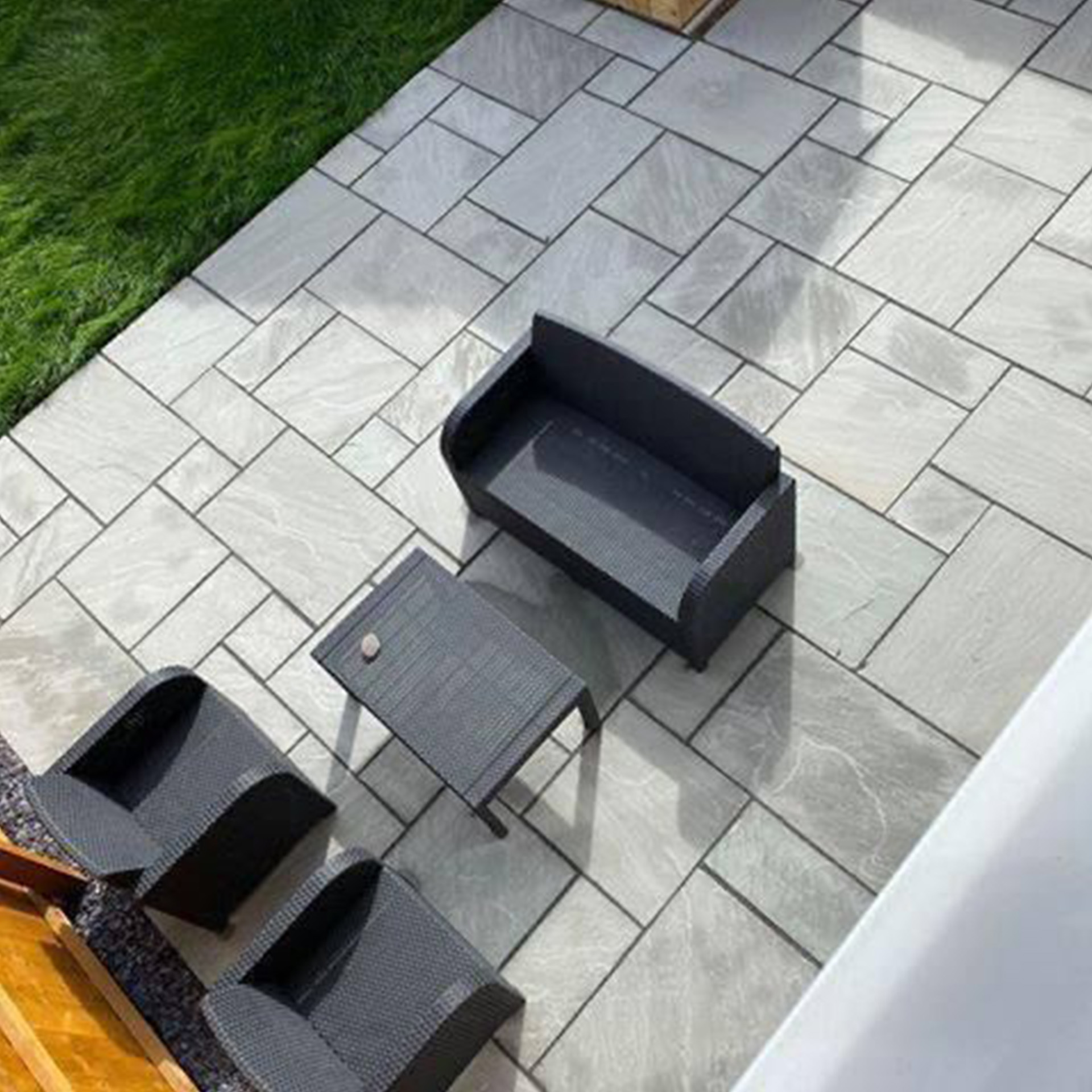Terrassenplatten Sandstein India Grau