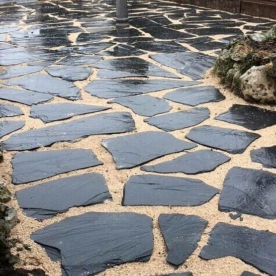 Polygonalplatten Schwarz ''Schiefer''