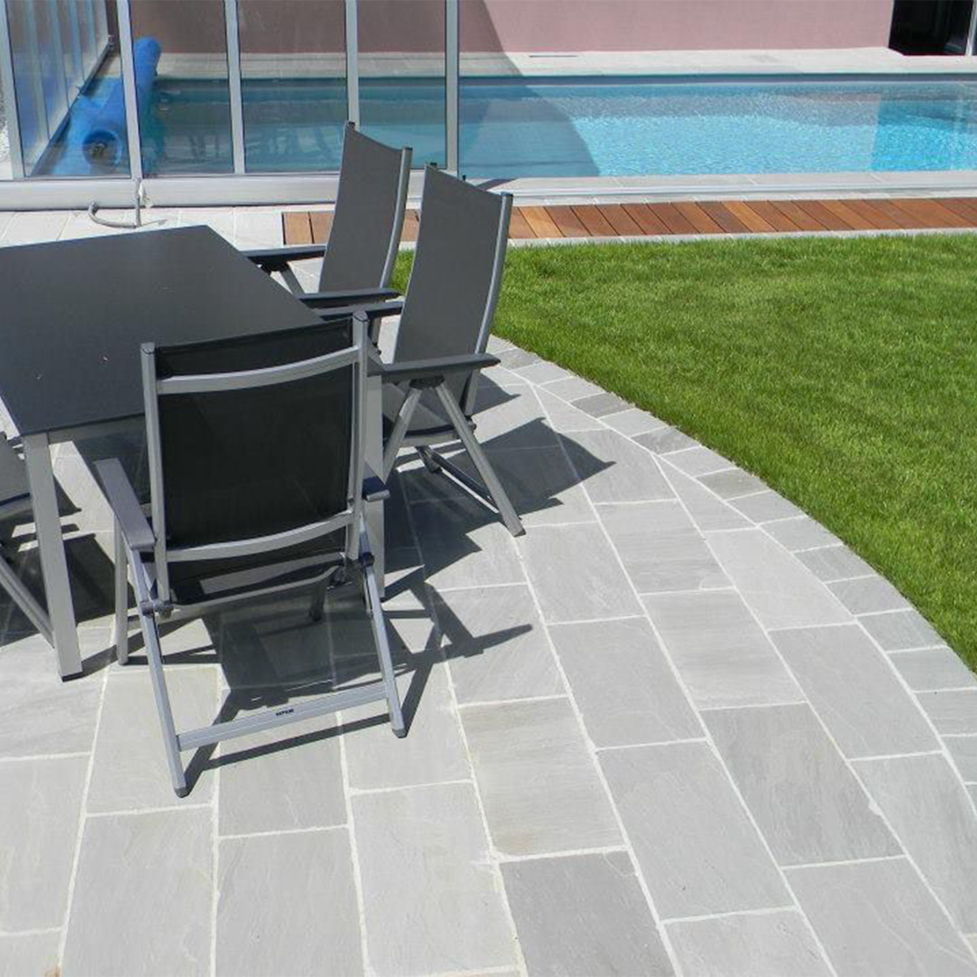 Terrassenplatten Sandstein India Grau