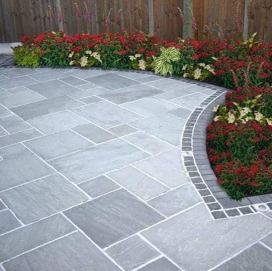 Terrassenplatten Sandstein India Grau